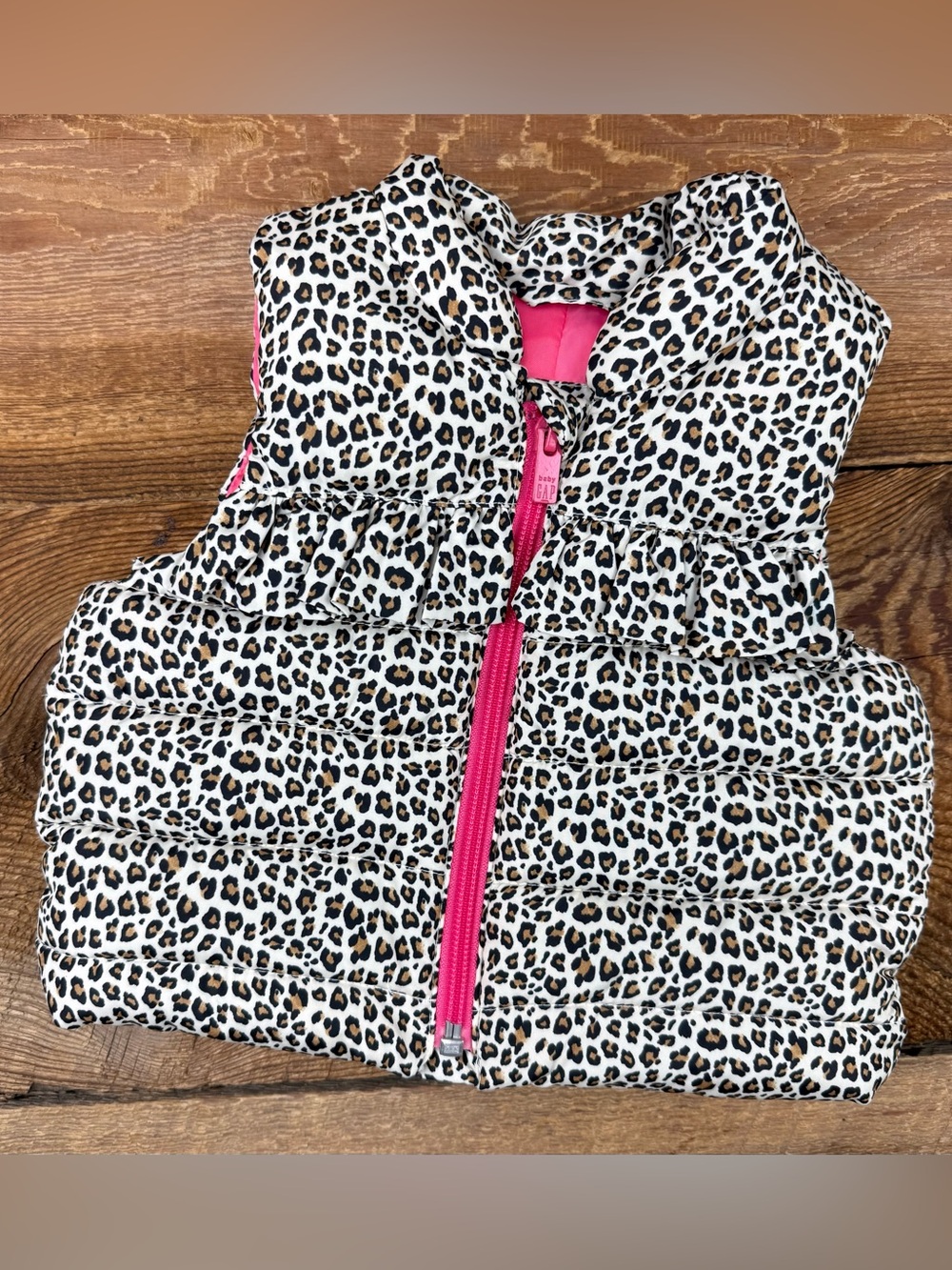 GAP Baby Leopard Print Vest with Pink Lining